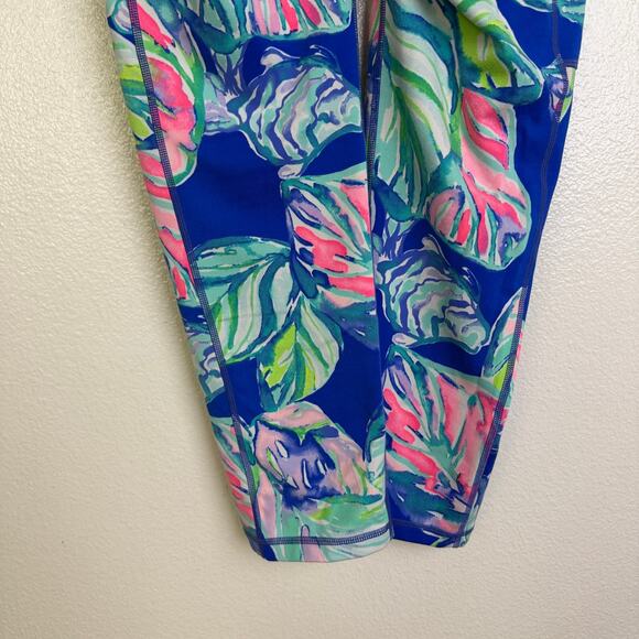 Lilly Pulitzer Luxletic Casa Del Sol Weekender Leggings Small Blue Floral Crop - Picture 6 of 11